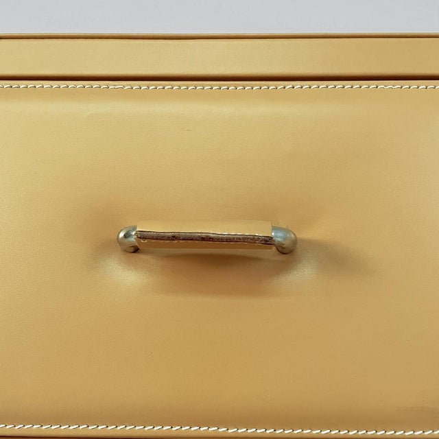 Metal Italian Postmodern Chest of Drawers in Beige Leather, 2000s For Sale - Image 7 of 18