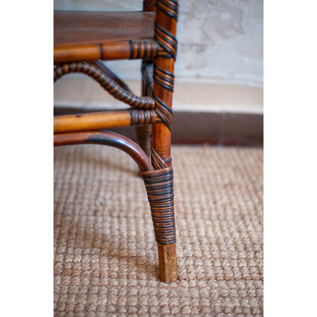 Wood Rattan and Rush Étagère with Bevelled Glass Door, 1890s For Sale - Image 7 of 8