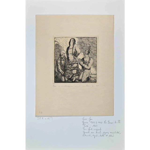 Pietà is an original etching realized by Louis Jou in the Early 20th Century. Good conditions. Numbered. Edition, 18/22....