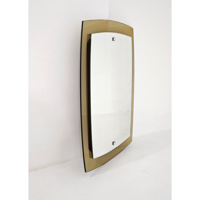 Mid-Century Modern Mid-Century Modern Wall Mirror in Honey Amber Glass by Cristal Art, Italy, 1970s For Sale - Image 3 of 18