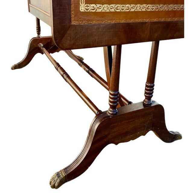 Wood English Desk with Mahogany Extension, 1950s For Sale - Image 7 of 11