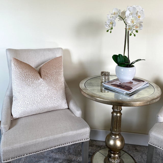 Not Yet Made - Made To Order Champagne Velvet Leopard Print Throw Pillow With Feather Down Insert For Sale - Image 5 of 5