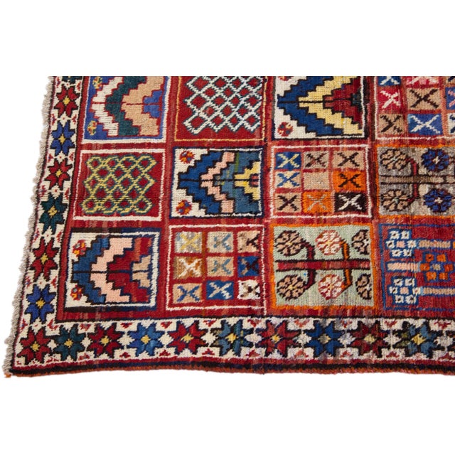 1960s Vintage Persian Heriz Handmade Multi-Color All-Over Wool Rug For Sale - Image 4 of 8
