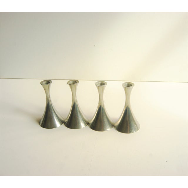 Set of 4 Art Deco Minimalist Design Candle Holders by Just Andersen From the 1940s For Sale - Image 10 of 12