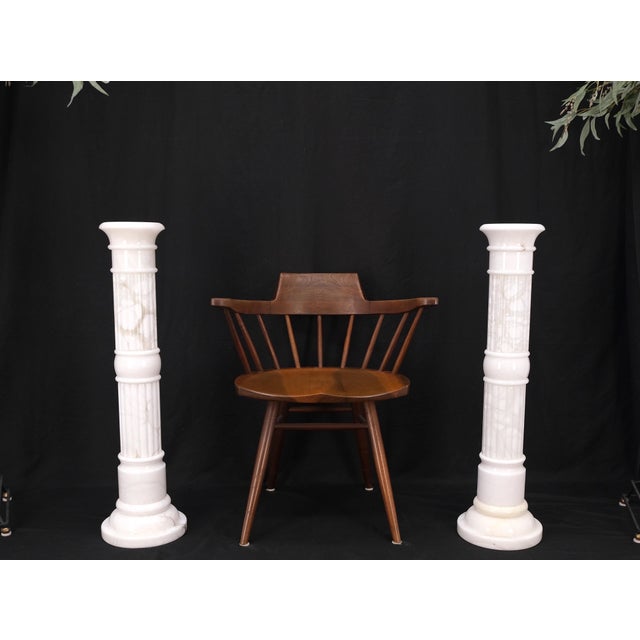 Pair of Italian White Turned Marble Pedestals Columns Stands Mint For Sale - Image 6 of 11