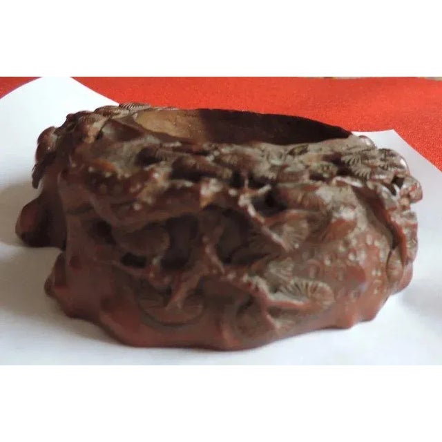 18th Century Chinese Carved Wood Scholar's Pine Branch Water Pot Brush Washer For Sale - Image 9 of 11