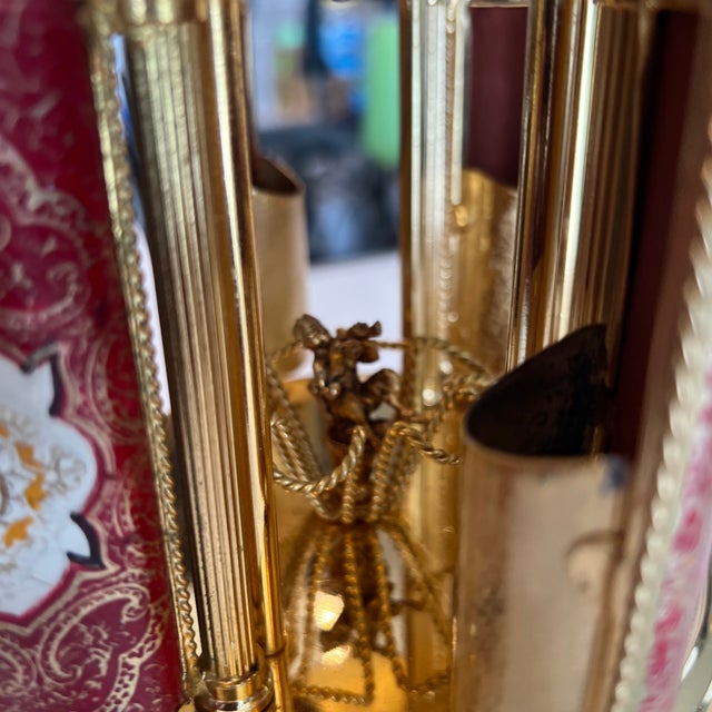1940s Mid-Century Italian Reuge Ballerina Leather Lipstick Musical Carousel Music Box For Sale - Image 9 of 10