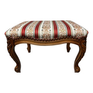 Vintage French Style Brocade Footstool For Sale