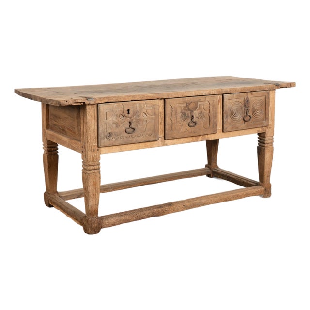 18th Century Chestnut Console Table With Three Drawers, Portugal For Sale