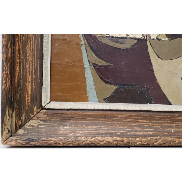 Brown Remarkable Abstract Portrait of a Boy With His Dog C.1940 For Sale - Image 8 of 12