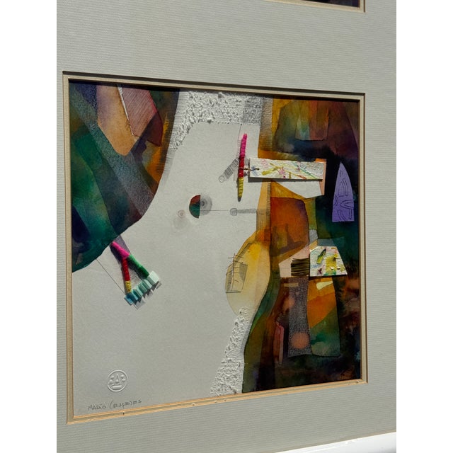 Late 20th Century Original Mixed Media Diptych Painting by Bolivian-Brazilian Artist Mario Cespedes For Sale - Image 11 of 12