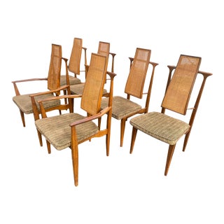 1960s Mid Century Upholstered Dining Chairs- a Set of 6 For Sale