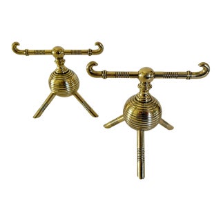 Pair of Late 19th Century Aesthetic Movement English Firedogs or Andirons Attributed to Christopher Dresser For Sale