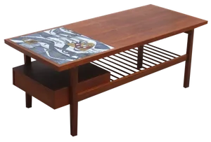 Walnut Coffee Table with Ceramic Tile by Jos De Mey for Van Den Berghe-Pauvers, 1960s