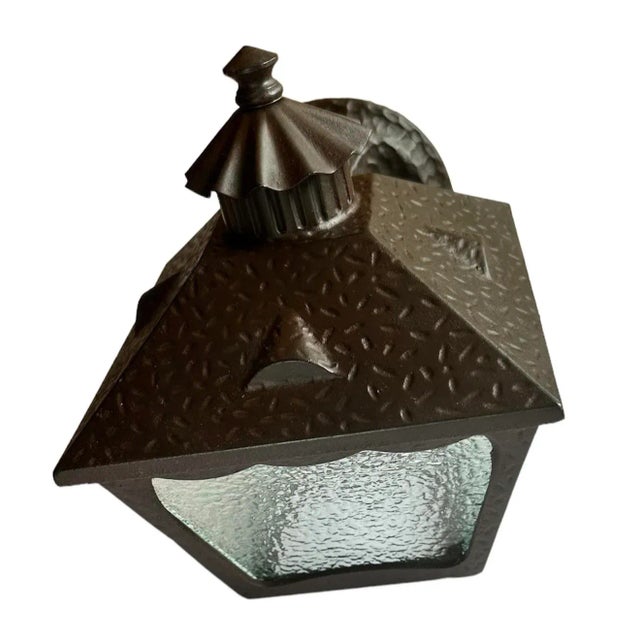 Cast Hammered Pattern Wall Sconces With Original Clear Pebble Glass, Circa 1940 For Sale In Los Angeles - Image 6 of 7