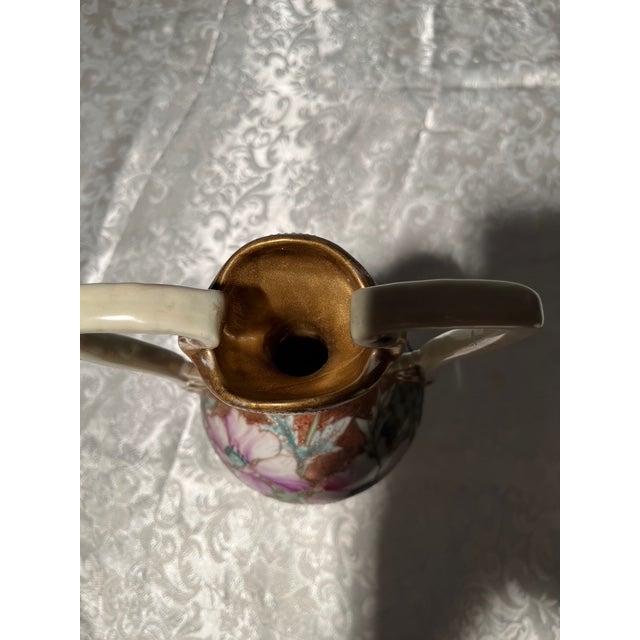 Ceramic Antique Nippon Royal Kinran Vase 12" Moriage Gold Floral Hand Painted Porcelain For Sale - Image 7 of 17