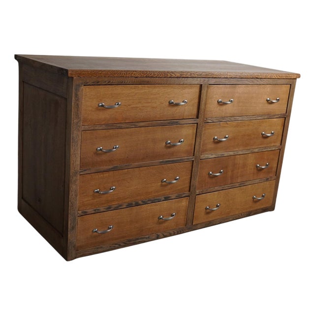 Antique French Oak Shop Cabinet, 1930s For Sale