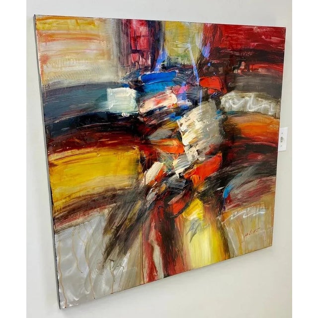 A large Abstract Acrylic painting by Milo Tor ( Holland) in the manner of Wildfred Lang ( Chinese, 1954). The original art...