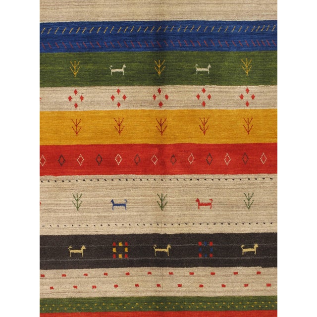 Tribal Vintage Hand-Knotted Gabbeh Rug 5'8" X 7'10" For Sale - Image 3 of 4