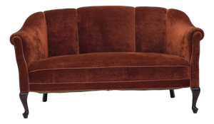 Danish 2-Seater Sofa in Velour and Oak, 1950s