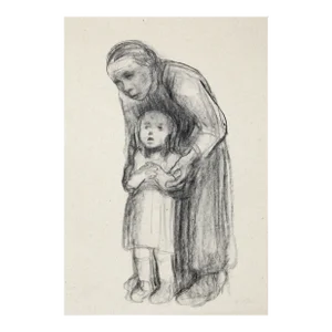 1940s "Zeichnung Zur Lithographie 12" Collotype by Kathe Kollwitz