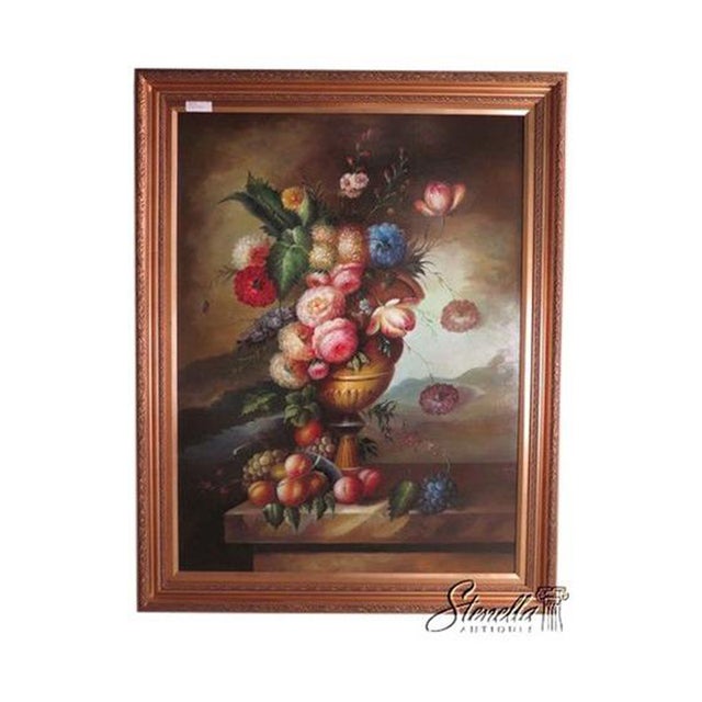 Gold Framed Oil on Canvas, Floral Arrangement For Sale