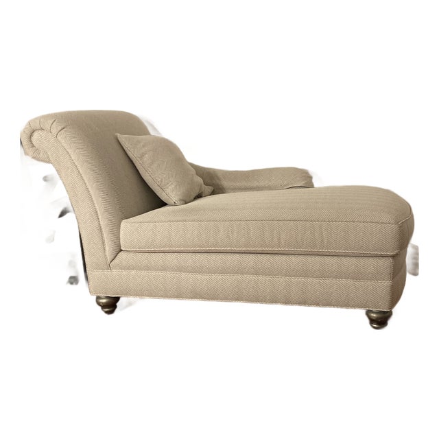 Off White Ethan Allen Deep Right Arm Chaise Lounge For Sale
