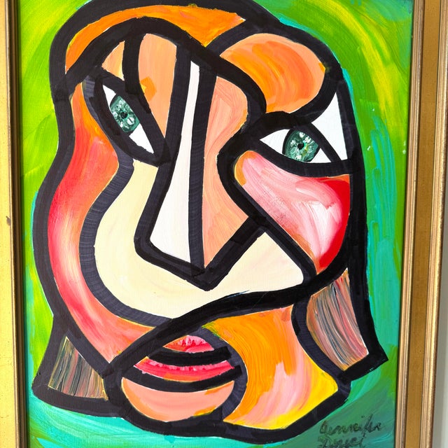 Pablo Picasso Picasso Style Cubist Portrait, Signed Jennifer D. For Sale - Image 4 of 7