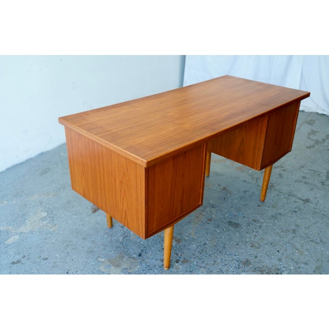 Danish Modern Teak Double-Pedestal Desk in the Style of Arne Vodder For Sale - Image 13 of 17