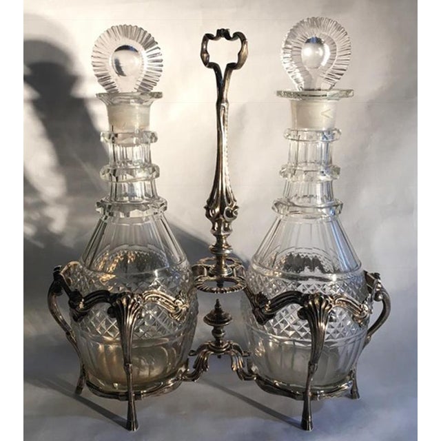 Silver George IV Silver Cruet Service Set with Two Cut Glass Bottles, London, 1750s, Set of 3 For Sale - Image 8 of 18
