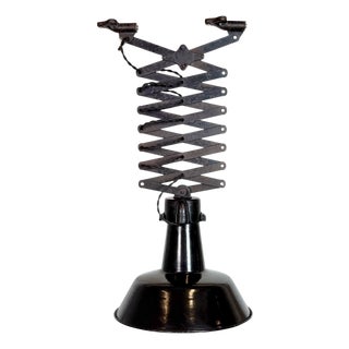 Industrial Black Enamel Scissor Ceiling Lamp, 1930s For Sale