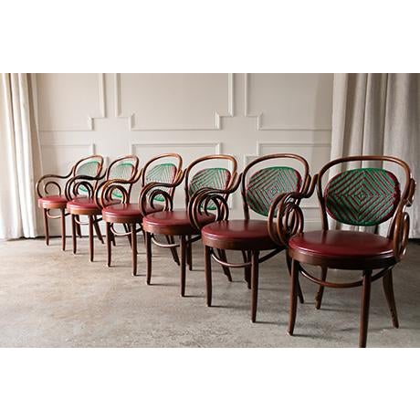 Vintage Cafe Armchairs by Shelby Williams Industries in the Style of Micheal Thonet , Set of 6 For Sale - Image 11 of 18