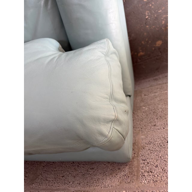 Vintage Postmodern Teal Leather Sofa by Directional Furniture. Circa 1980s. For Sale - Image 14 of 18