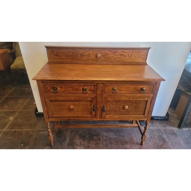 1890s Antique Jacobean Barley Twist English Oak Sideboard For Sale - Image 10 of 10