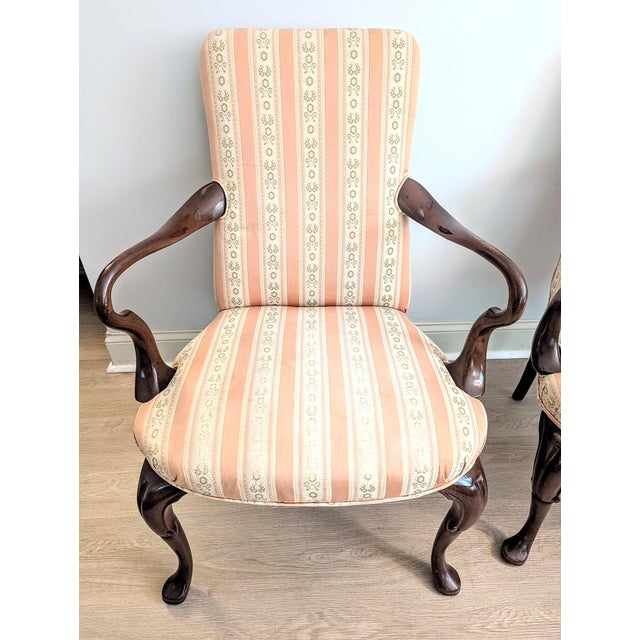 Wood Mid 20th Century Biggs / Kittinger Queen Anne Fireside Arm Chair Pair For Sale - Image 7 of 18