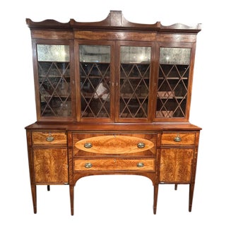 American Federal Flame Birch Breakfront Bookcase For Sale