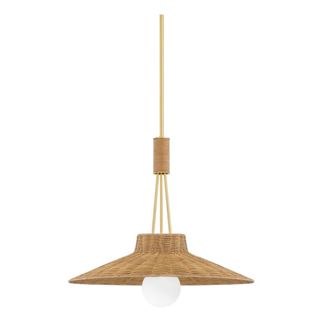 Mitzi Laudine 24.5 in. 1 Light Pendant in Aged Brass Finish For Sale