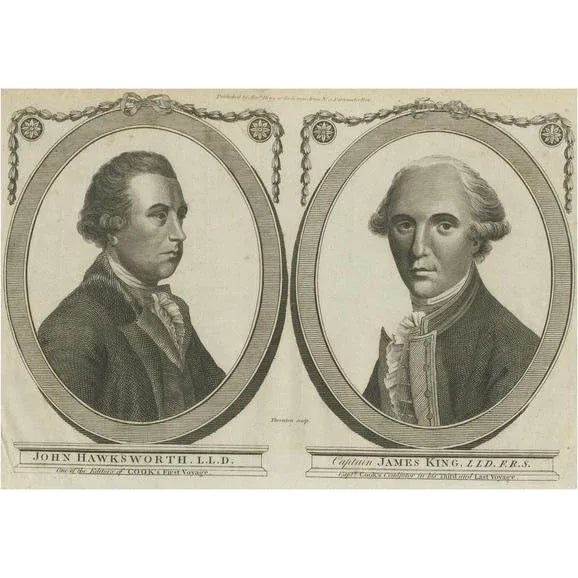 Paper Thornton, John Hawkesworth & Captain James King, Chroniclers of Captain Cook, 1784, Engraving For Sale - Image 7 of 7