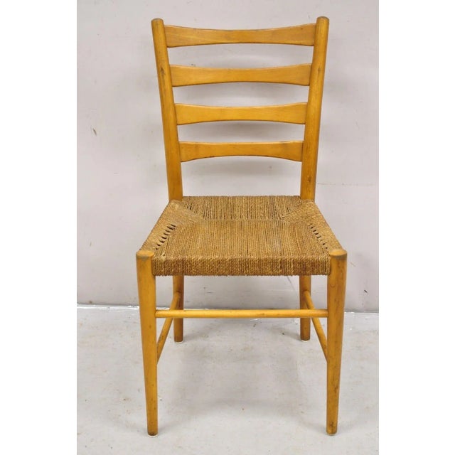 Vintage Gefa Gemla Mid Century Swedish Modern Ladderback Rush Seat Side Chair. Item features a beechwood frame, woven rope...