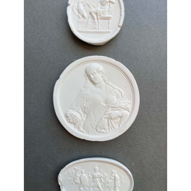 English Italian Plaster Intaglios in 1880s Pine Frame For Sale - Image 3 of 5
