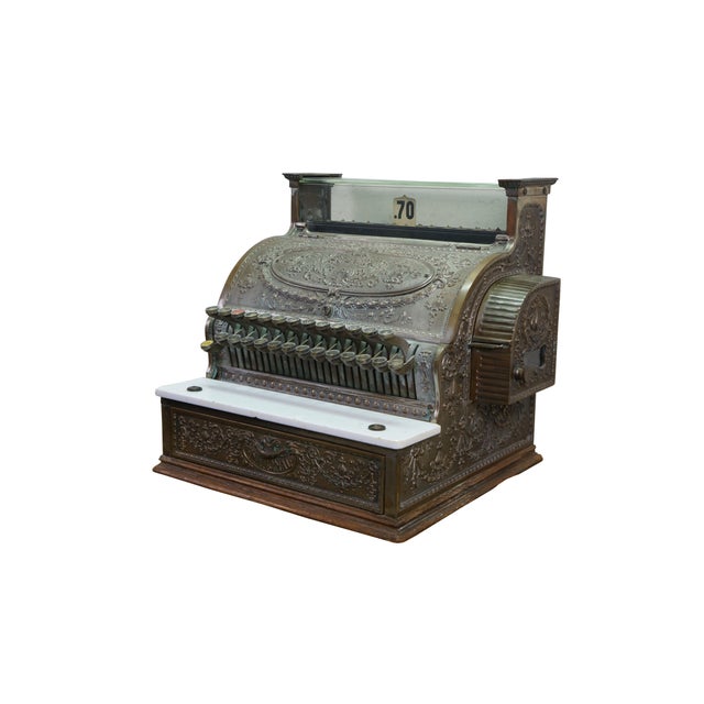 American Antique 1908 NCR National Cash Register 349 Total Adding Machine 19" For Sale - Image 3 of 18