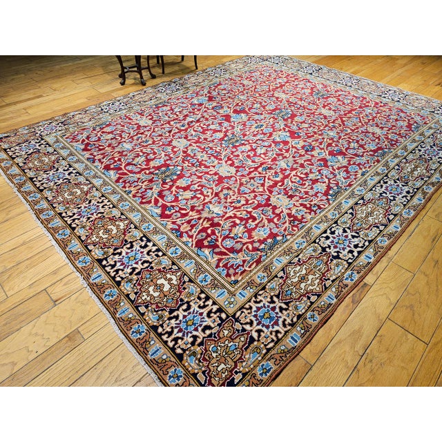 Vintage Persian Mahal Sultanabad Rug, Hand-Knotted Wool, Geometric Pattern, 10x13, Red & Blue For Sale - Image 9 of 10