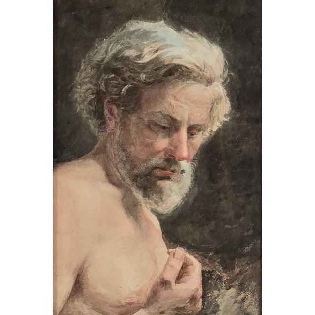 An American watercolor, circa 1940, of an older gentleman with a full beard. Unsigned and well done.
