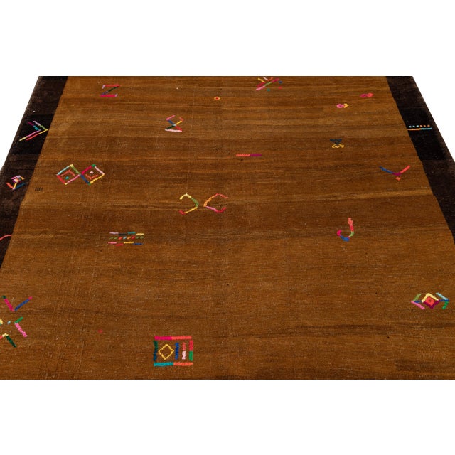 Vintage Turkish Handmade Expressionist Wool Rug For Sale - Image 4 of 8