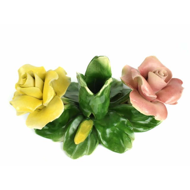 Capodimonte Mid 20th Century Capodimonte Flower Candle Holder For Sale - Image 4 of 8