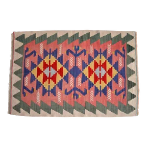 1980s Hand-Woven Mini Kilim Rug - 2'9" X 4'1"