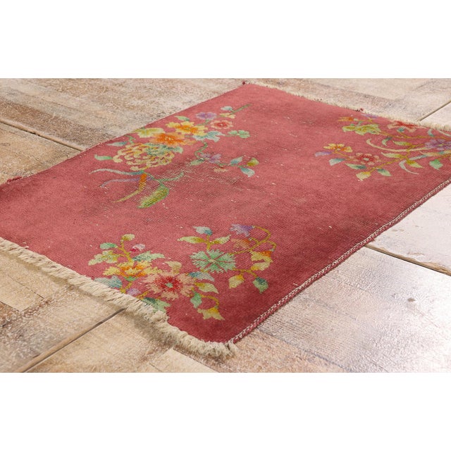 Brick Red Antique Chinese Art Deco Rug, 01'11 X 02'09 For Sale - Image 8 of 10