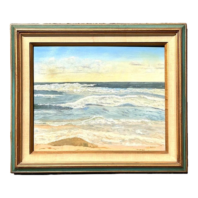 Vintage Coastal Original Seascape Oil on Canvas For Sale