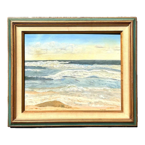 Vintage Coastal Original Seascape Oil on Canvas