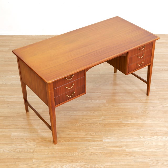 Mid-Century Modern 1960s Danish Modern Mahogany Desk For Sale - Image 3 of 12